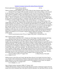 Southern Campaign American Revolution Pension Statements Pension application of Moses Powers S41963 fn11nc Transcribed by Will Graves District of North Carolina, Halifax County: Court of Pleas & Order Sessions August Ter