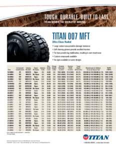 TOUGH. DURABLE. BUILT TO LAST. TITAN MOVES THE WORLD OF MINING TITAN 007 MFT Ultra Class Radial