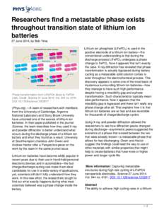 Researchers find a metastable phase exists throughout transition state of lithium ion batteries