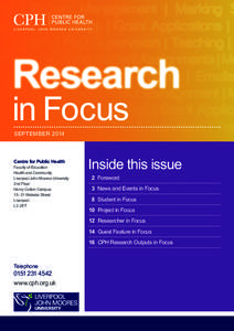 in Focus  SEPTEMBER 2014 Centre for Public Health