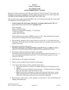 [removed]Notice to Contractors ADA EGRESS RAMP MAINE CORRECTIONAL CENTER Removal of existing concrete stairs and walls and existing roof and steel framed 2nd story window and installation of new concrete foundations, 2nd