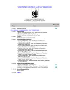 WASHINGTON SUBURBAN SANITARY COMMISSION  AGENDA COMMISSION PUBLIC MEETING  WEDNESDAY, NOVEMBER 14, 2007