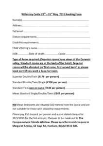 Willersley booking form 2015