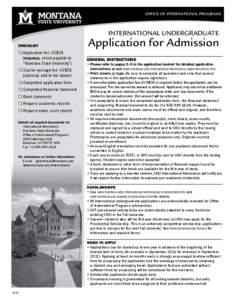 OFFICE OF INTERNATIONAL PROGRAMS  INTERNATIONAL UNDERGRADUATE CHECKLIST