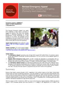Revised Emergency Appeal Burkina Faso: Complex emergency (Formerly food insecurity)    