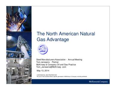 The North American Natural Gas Advantage Steel Manufacturers Association - Annual Meeting Tom Janssens - Partner McKinsey & Company Oil and Gas Practice