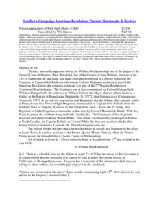 Southern Campaign American Revolution Pension Statements & Rosters Pension application of West Hurt (Hurtt) S38067 Transcribed by Will Graves f12VA[removed]