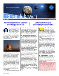 May 6, 2008  Vol. 13, No. 34 Rollout milestone moves Discovery toward target launch date