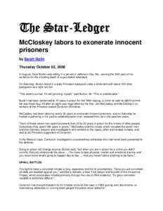 McCloskey labors to exonerate innocent prisoners
