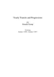 Yearly Transits and Progressions for Donald Trump Covering JanuaryJanuary