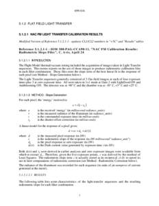 [removed]FLAT FIELD LIGHT TRANSFER[removed]NAC FM LIGHT TRANSFER CALIBRATION RESULTS Modified Version of Reference[removed]updates CL1/CL2 numbers in 