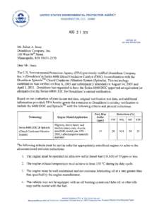 August 31, 2011, Letter from EPA to Donaldson Company, Inc.
