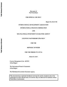 Public Disclosure Authorized  Document of The World Bank  Public Disclosure Authorized