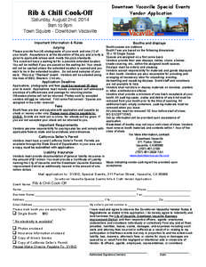 Rib & Chili Cook-Off  Downtown Vacaville Special Events Vendor Application  Saturday, August 2nd, 2014