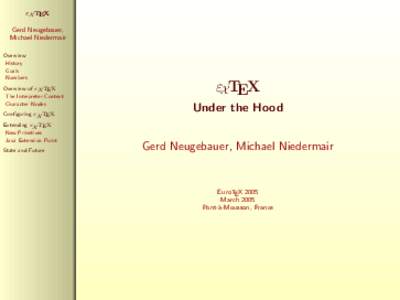 εXTEX Gerd Neugebauer, Michael Niedermair Overview History Goals