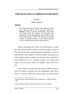 Abasyn Journal of Social Sciences. Vol.4 No.2  INDUS WATER TREATY & EMERGING WATER ISSUES