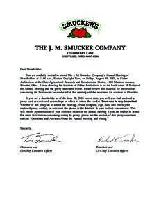 Management / Corporate governance / SEC filings / Proxy statement / Statements / Board of directors / Annual general meeting / The J.M. Smucker Co. / Proxy voting / Corporations law / Business / Private law