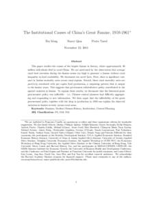 The Institutional Causes of China’s Great Famine, [removed]∗ Xin Meng
