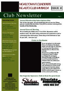 NICKELTOWN FLOUNDERERS INC AUTO CLUB KAMBALDA ISSUE 10 Club Newsletter Upcoming Events