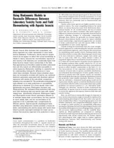 Environ. Sci. Technol. 2007, 41, Using Biodynamic Models to Reconcile Differences Between Laboratory Toxicity Tests and Field Biomonitoring with Aquatic Insects