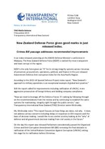 New Zealand Defense Force given good marks in just