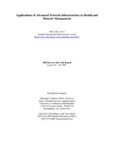 Applications of Advanced Network Infrastructure in Health and Disaster Management