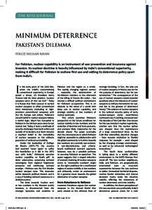 THE RUSI JOURNAL  Minimum Deterrence Pakistan’s Dilemma Feroz Hassan Khan