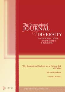 Why International Students are at Greater Risk of Failure Michael John Paton VOLUME 6, NUMBER 6  ! 