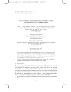 October 18, :19 WSPC/INSTRUCTION FILE  ELSAG-˜1 International Journal of Quantum Information c World Scientific Publishing Company