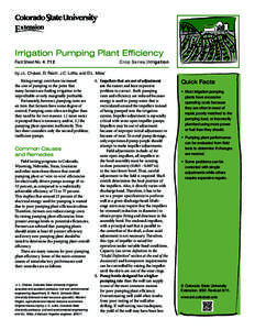 Irrigation Pumping Plant Efficiency Fact Sheet No[removed]Crop Series|Irrigation  by J.L. Chávez, D. Reich, J.C. Loftis, and D.L. Miles*