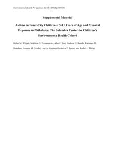 Supplemental Material: Asthma in Inner-City Children at 5-11 Years of Age and Prenatal Exposure to Phthalates: The Columbia Center for Children’s Environmental Health Cohort