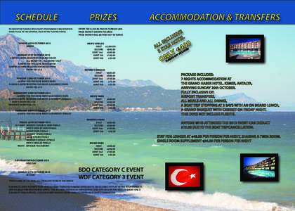 SCHEDULE TO ENTER THE TURKISH OPEN DARTS TOURNAMENT, REGISTRATION TAKES PLACE AT THE CONTROL DESK IN THE PLAYING VENUE. SUNDAY 20TH OCTOBER 2013 ARRIVE