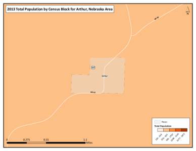 ´  2013 Total Population by Census Block for Arthur, Nebraska Area -92 NE