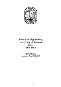 Faculty of Engineering University of Ruhuna Galle Sri Lanka HANDBOOK Academic Year
