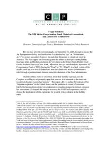 Tragic Solutions: The 9/11 Victim Compensation Fund, Historical Antecedents, and Lessons for Tort Reform