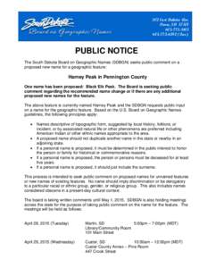 302 East Dakota Ave. Pierre, SD (Fax)  PUBLIC NOTICE