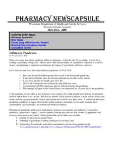 Pharmacy NewsCapsule October-December, 2007