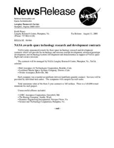 NewsRelease National Aeronautics and Space Administration Langley Research Center Hampton, Virginia[removed]