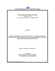 United Nations  Nations Unies Commission on the Status of Women Fiftieth session