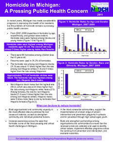 Homicide in Michigan: A Pressing Public Health Concern In recent years, Michigan has made considerable progress in improving the health of its residents, but the problem of homicide remains a pressing public health conce