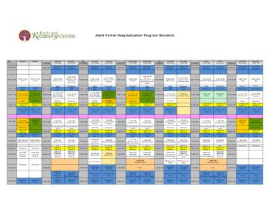 Adult Partial Hospitalization Program Schedule  Time Sunday