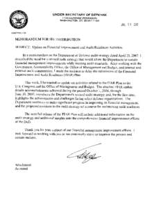 Overview The Defense Financial Improvement and Audit Readiness (FIAR) Plan is the Department’s roadmap for improving the overall financial management health of the Department of Defense. Submitted to Congress and the