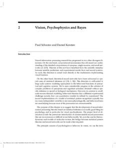 2  Vision, Psychophysics and Bayes Paul Schrater and Daniel Kersten Introduction