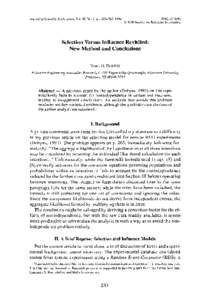 Journal of Scientific Exploration, Vol. 10, No. 2, pp, 96 © 1996 Society for Scientific Exploration  Selection Versus Influence Revisited: