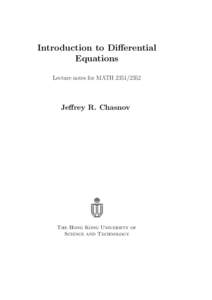 Introduction to Differential Equations Lecture notes for MATHJeffrey R. Chasnov