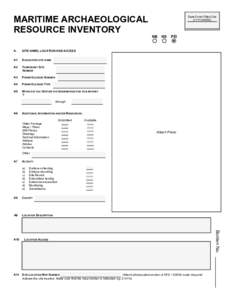 MARITIME ARCHAEOLOGICAL RESOURCE INVENTORY Date Form Filled Out (YYYY/MM/DD)