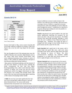 Australian Oilseeds Federation Crop Report June 2013 Canola[removed]NSW