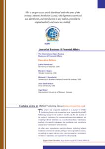 ISSN:  Journal of Business & Financial Affairs The International Open Access Business & Financial Affairs