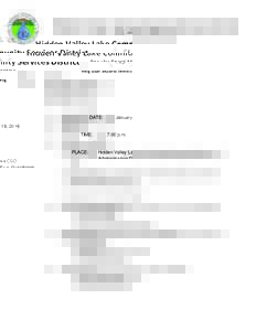 Hidden Valley Lake Community Services District Regular Board Meeting DATE:  January 19, 2016