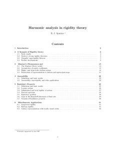 Harmonic analysis in rigidity theory R. J. Spatzier